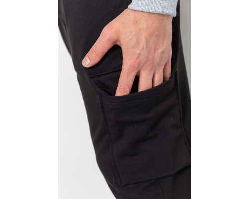 Спортивні штани чоловічі двонитка, колір чорний, 241R0651-1