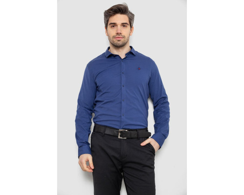 Сорочка чоловіча однотонна з принтом, колір синій, 186R2029