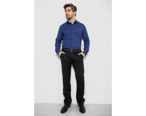 Сорочка чоловіча однотонна з принтом, колір синій, 186R2029