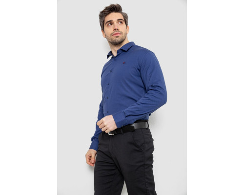 Сорочка чоловіча однотонна з принтом, колір синій, 186R2029