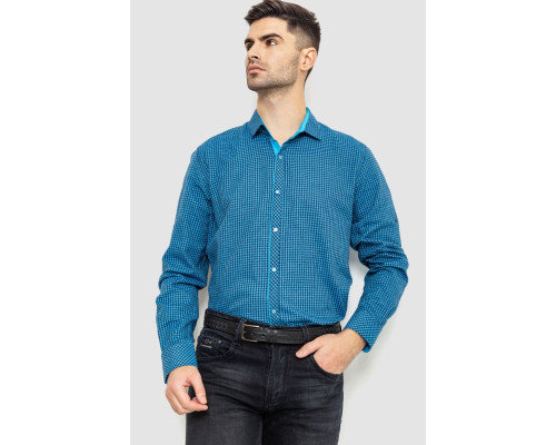 Сорочка чоловіча в клеку байкова, колір синьо-блакитний, 214R99-33-022