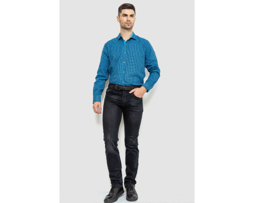 Сорочка чоловіча в клеку байкова, колір синьо-блакитний, 214R99-33-022