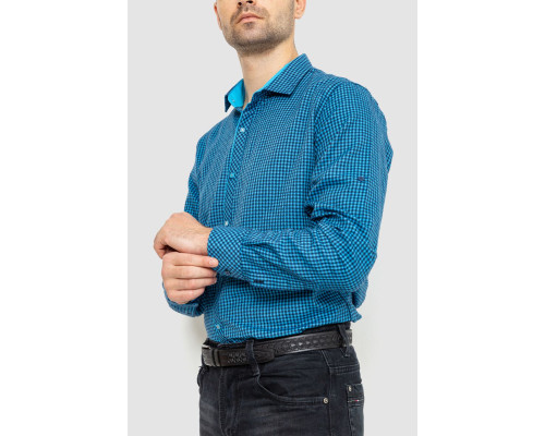 Сорочка чоловіча в клеку байкова, колір синьо-блакитний, 214R99-33-022