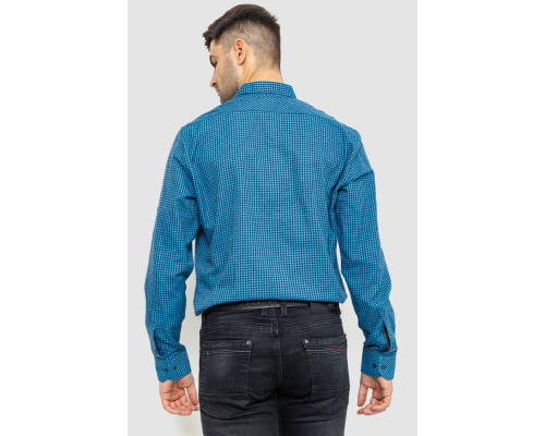 Сорочка чоловіча в клеку байкова, колір синьо-блакитний, 214R99-33-022