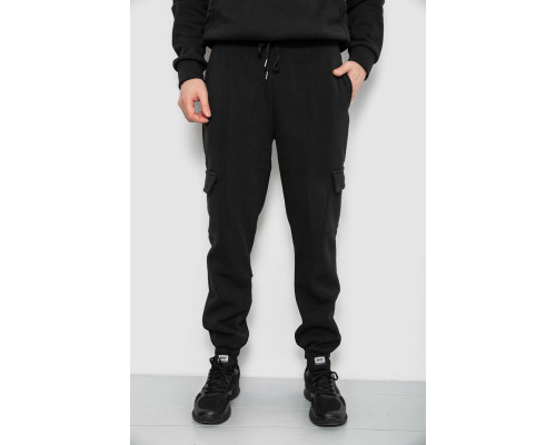 Спортивні штани чоловічі на флісі, колір чорний, 129RA9997