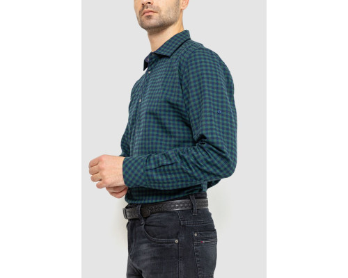 Сорочка чоловіча в клітинку байкова, колір зелено-синій, 214R16-33-164