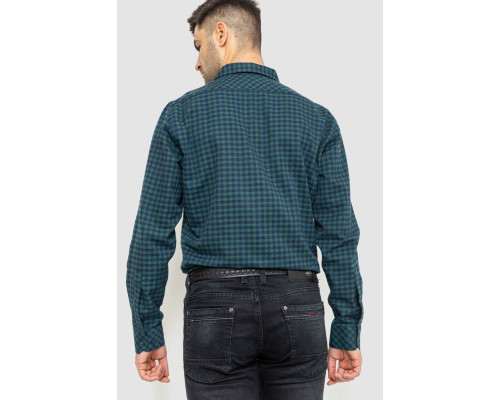 Сорочка чоловіча в клітинку байкова, колір зелено-синій, 214R16-33-164