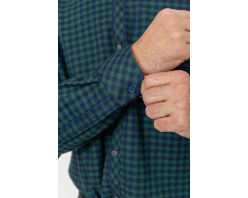 Сорочка чоловіча в клітинку байкова, колір зелено-синій, 214R16-33-164