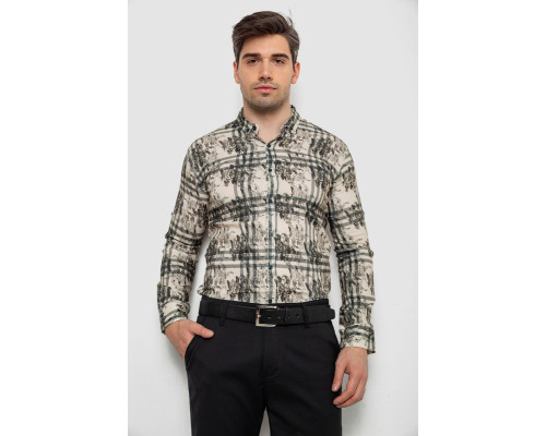 Сорочка чоловіча з принтом, колір оливковий, 214R1038