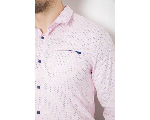 Сорочка чоловіча однотонна з принтом, колір рожевий, 186R2011