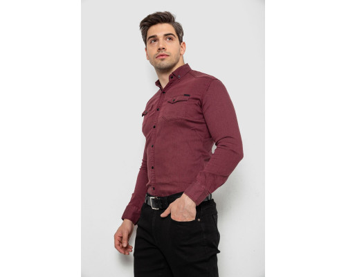 Сорочка чоловіча однотонна, колір бордовий, 214R16176
