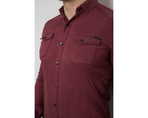Сорочка чоловіча однотонна, колір бордовий, 214R16176