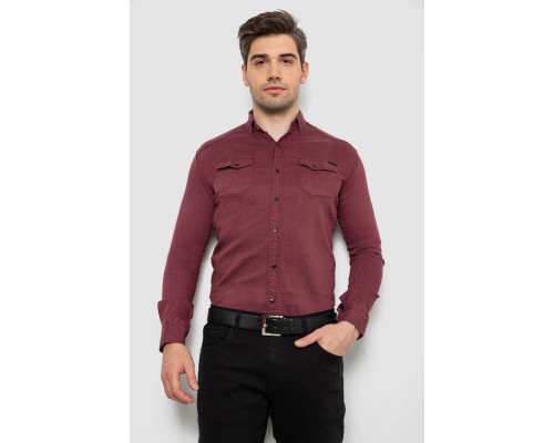 Сорочка чоловіча однотонна, колір бордовий, 214R16176