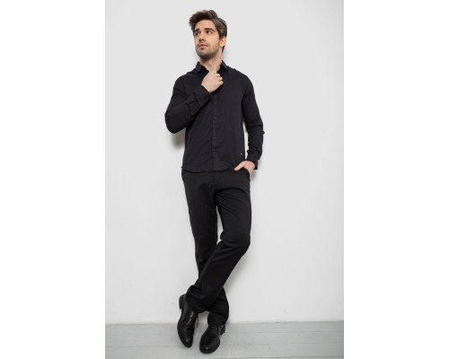 Сорочка чоловіча однотонна, колір чорний, 186R6917-1