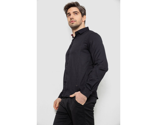 Сорочка чоловіча однотонна, колір чорний, 186R6917-1