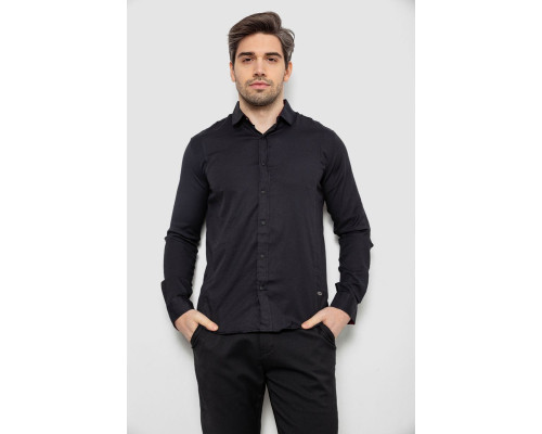 Сорочка чоловіча однотонна, колір чорний, 186R6917-1