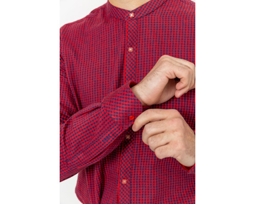 Сорочка чоловіча в клітинку байкова, колір червоно-синій, 214R99-34-022