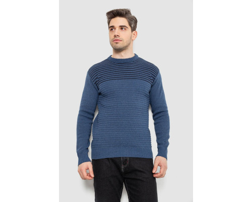 Светр чоловічий в смужку, колір джинс, 161R1029