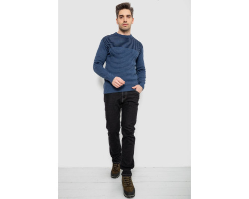 Светр чоловічий в смужку, колір джинс, 161R1029