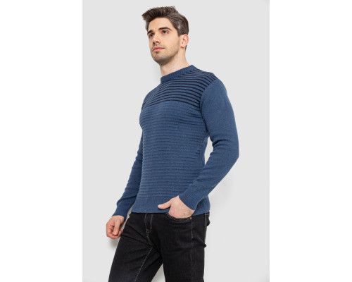 Светр чоловічий в смужку, колір джинс, 161R1029