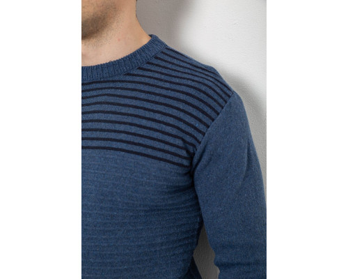 Светр чоловічий в смужку, колір джинс, 161R1029