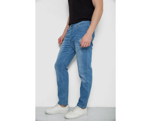 Джинси чоловічі з потертостями, колір блакитний, 247R736
