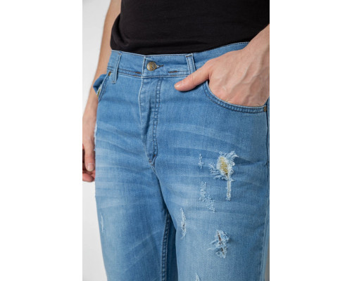 Джинси чоловічі з потертостями, колір блакитний, 247R736