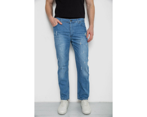 Джинси чоловічі з потертостями, колір блакитний, 247R736