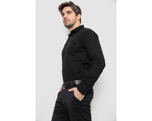 Сорочка чоловіча однотонна, колір чорний, 186R2072