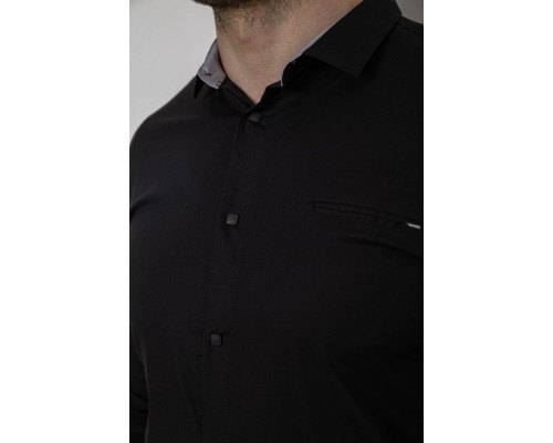 Сорочка чоловіча однотонна, колір чорний, 186R2072