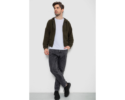 Кофта чоловіча на блискавці з капюшоном, колір хакі, 238R103-1