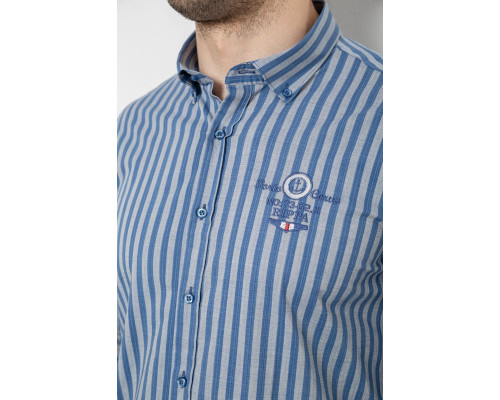 Сорочка чоловіча в смужку, колір сіро-блакитний, 186RM01