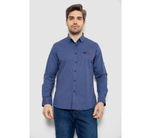 Сорочка чоловіча в клітку з принтом, колір джинс, 186RM04