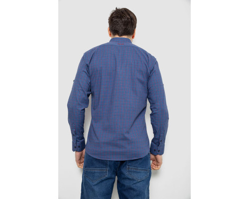 Сорочка чоловіча в клітку з принтом, колір джинс, 186RM04