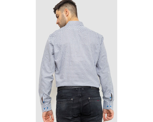 Сорочка чоловіча в клеку байкова, колір сіро-білий, 214R39-33-007