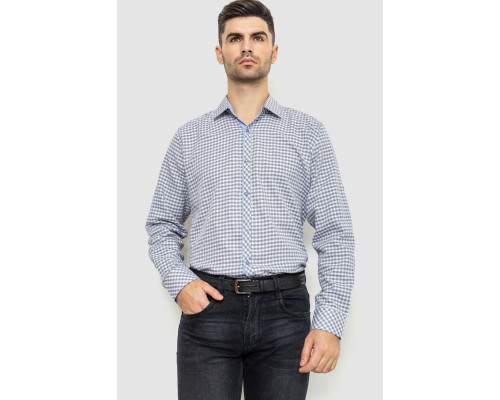 Сорочка чоловіча в клеку байкова, колір сіро-білий, 214R39-33-007