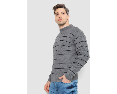 Светр чоловічий в смужку, колір сірий, 161R1057