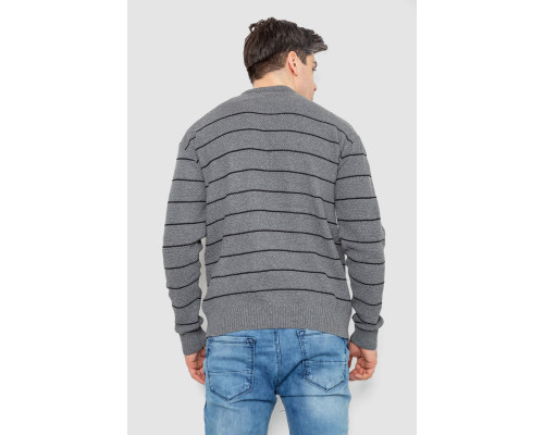 Светр чоловічий в смужку, колір сірий, 161R1057