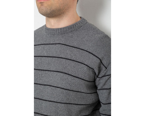 Светр чоловічий в смужку, колір сірий, 161R1057