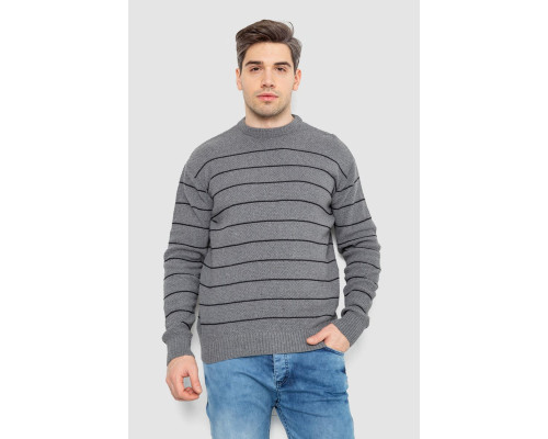 Светр чоловічий в смужку, колір сірий, 161R1057