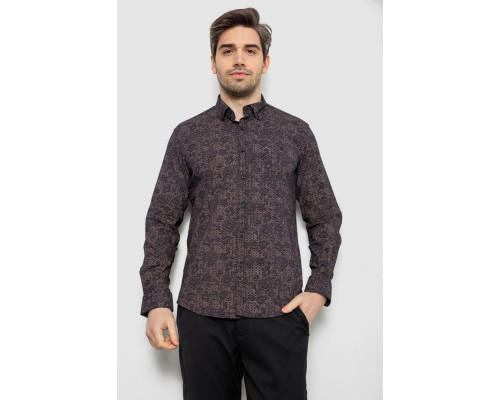 Сорочка чоловіча з принтом, колір коричневий, 186R6053