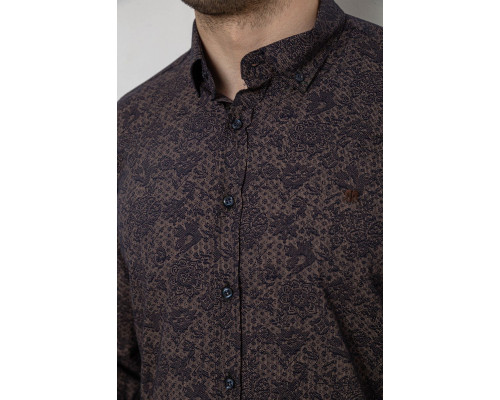 Сорочка чоловіча з принтом, колір коричневий, 186R6053