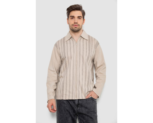 Кофта чоловіча на блискавці в смужку, колір світло-бежевий, 238R123