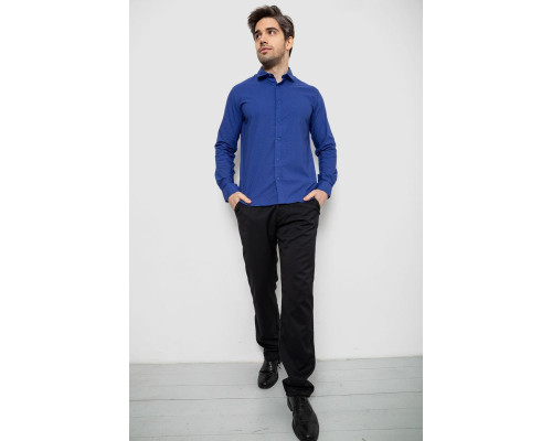 Сорочка чоловіча однотонна з принтом, колір електрик, 186R6918-1