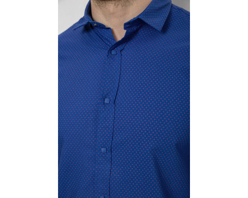 Сорочка чоловіча однотонна з принтом, колір електрик, 186R6918-1