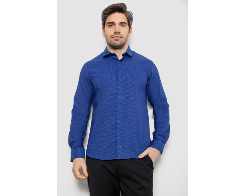 Сорочка чоловіча однотонна з принтом, колір електрик, 186R6918-1