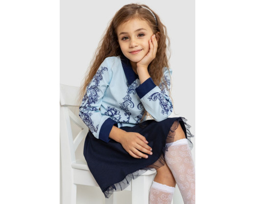 Блузка ошатна для дівчаток, колір синьо-блакитний, 172R026
