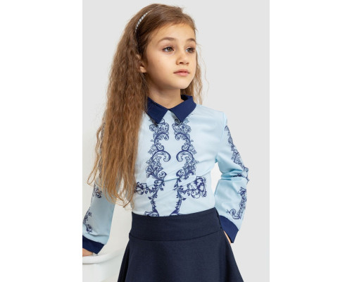 Блузка ошатна для дівчаток, колір синьо-блакитний, 172R026