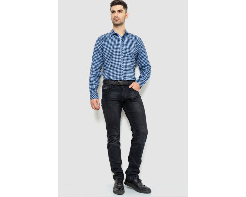 Сорочка чоловіча в клітинку байкова, колір синьо-блакитний, 214R16-33-164
