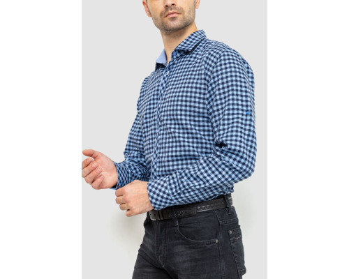 Сорочка чоловіча в клітинку байкова, колір синьо-блакитний, 214R16-33-164